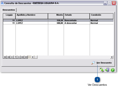 Consulta de Descuentos por Empresa Usuaria