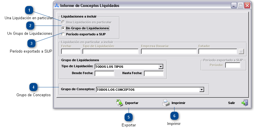 ¿ Cómo Imprimir o Realizar informes por Grupos de Conceptos Particulares ?