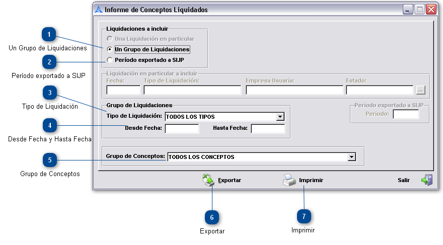 ¿ Cómo Imprimir o Realizar informes por Grupos de Conceptos ?
