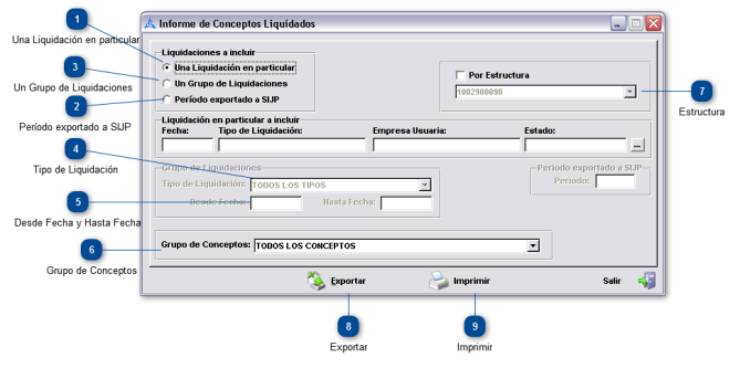 ¿ Cómo Exportar o Imprimir Conceptos Liquidados ?