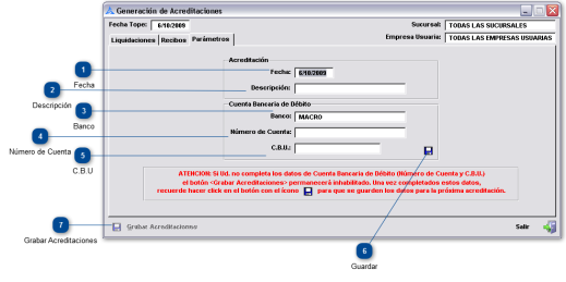 Generación de Acreditaciones Parametros