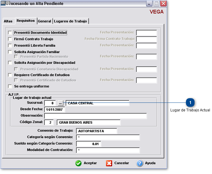 ¿ Cómo hago para cambiar el lugar de trabajo de un Contratado ?