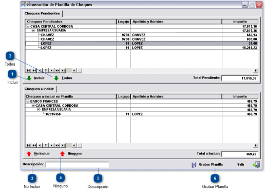 Operatoria Planillas de Cheques